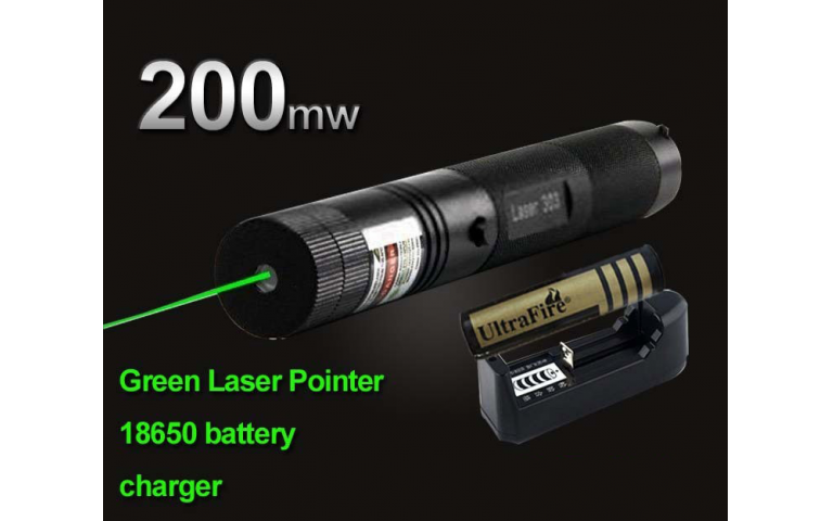  Đèn pin chiếu tia laser 303 (Đen)